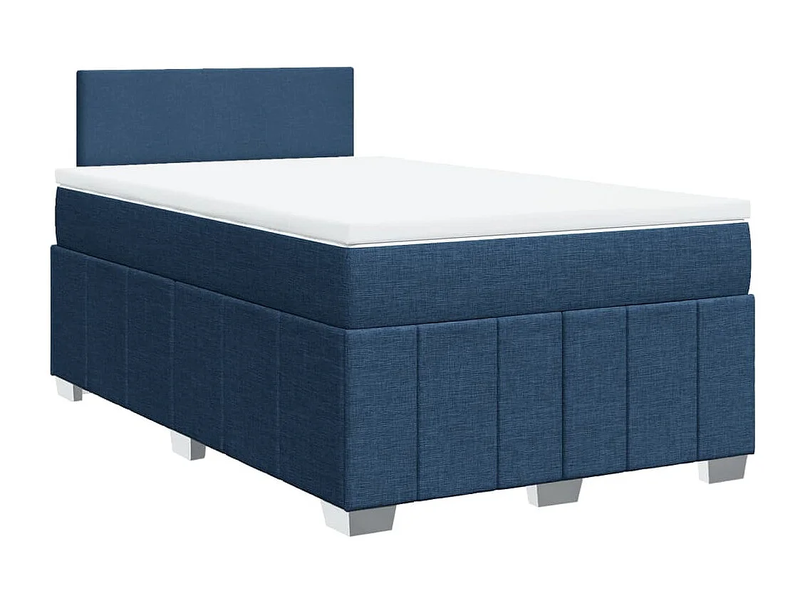 Cama box spring con colchón tela azul 120x190 cm