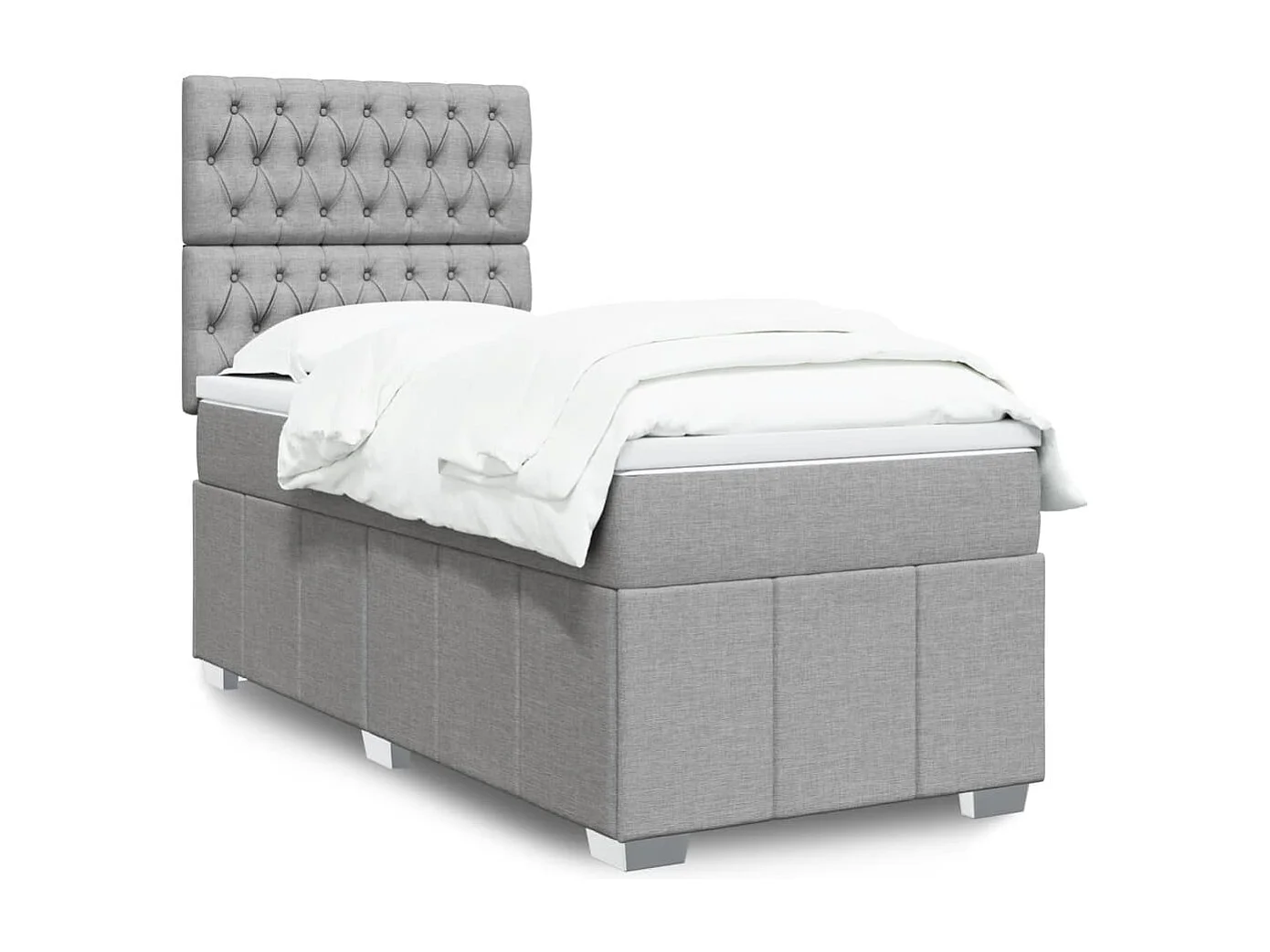 Sommier à lattes de lit avec matelas Gris clair 100x200cm Tissu