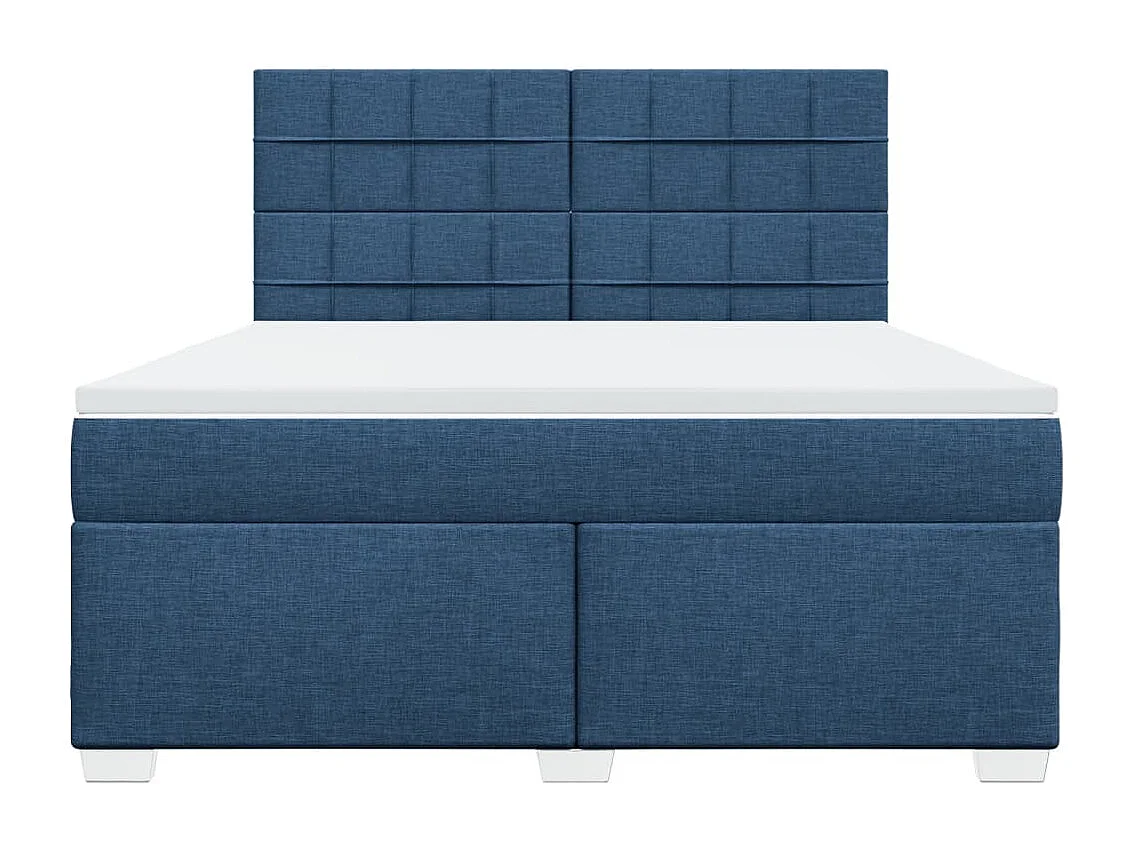 Cama box spring con colchón tela azul 180x200 cm