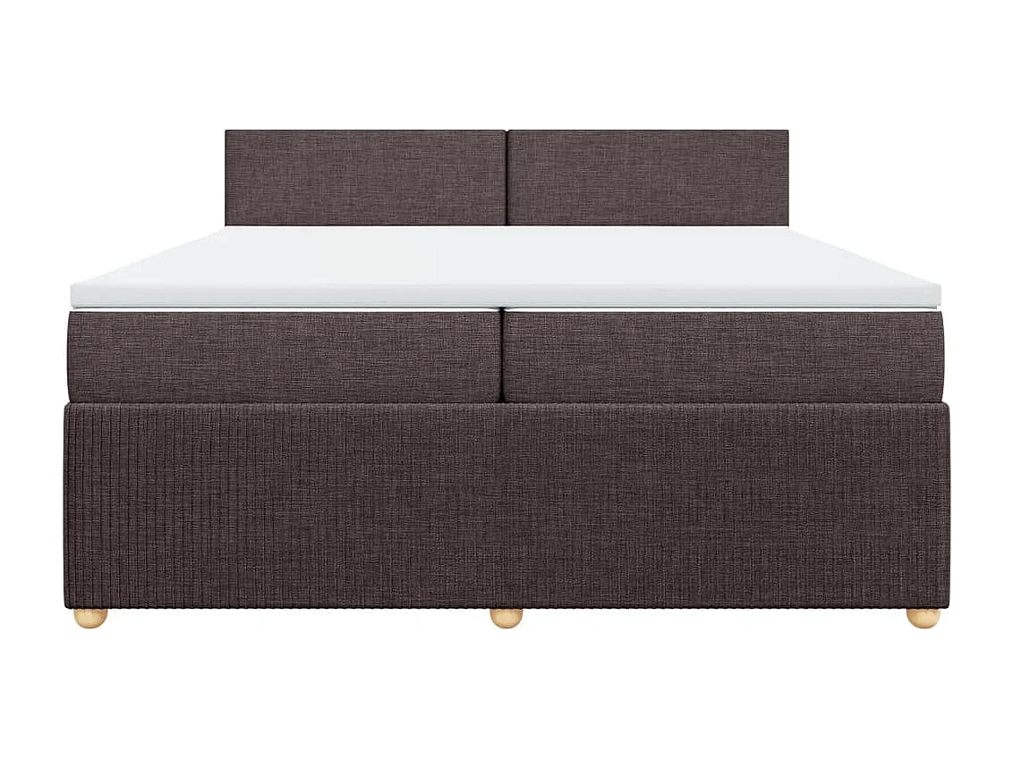 Cama box spring con colchón tela marrón oscuro 200x200 cm