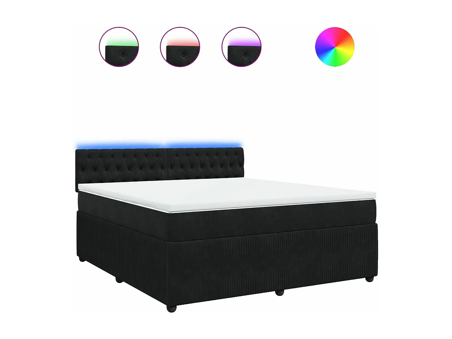 Sommier à lattes de lit avec matelas Noir 180x200 cm Velours