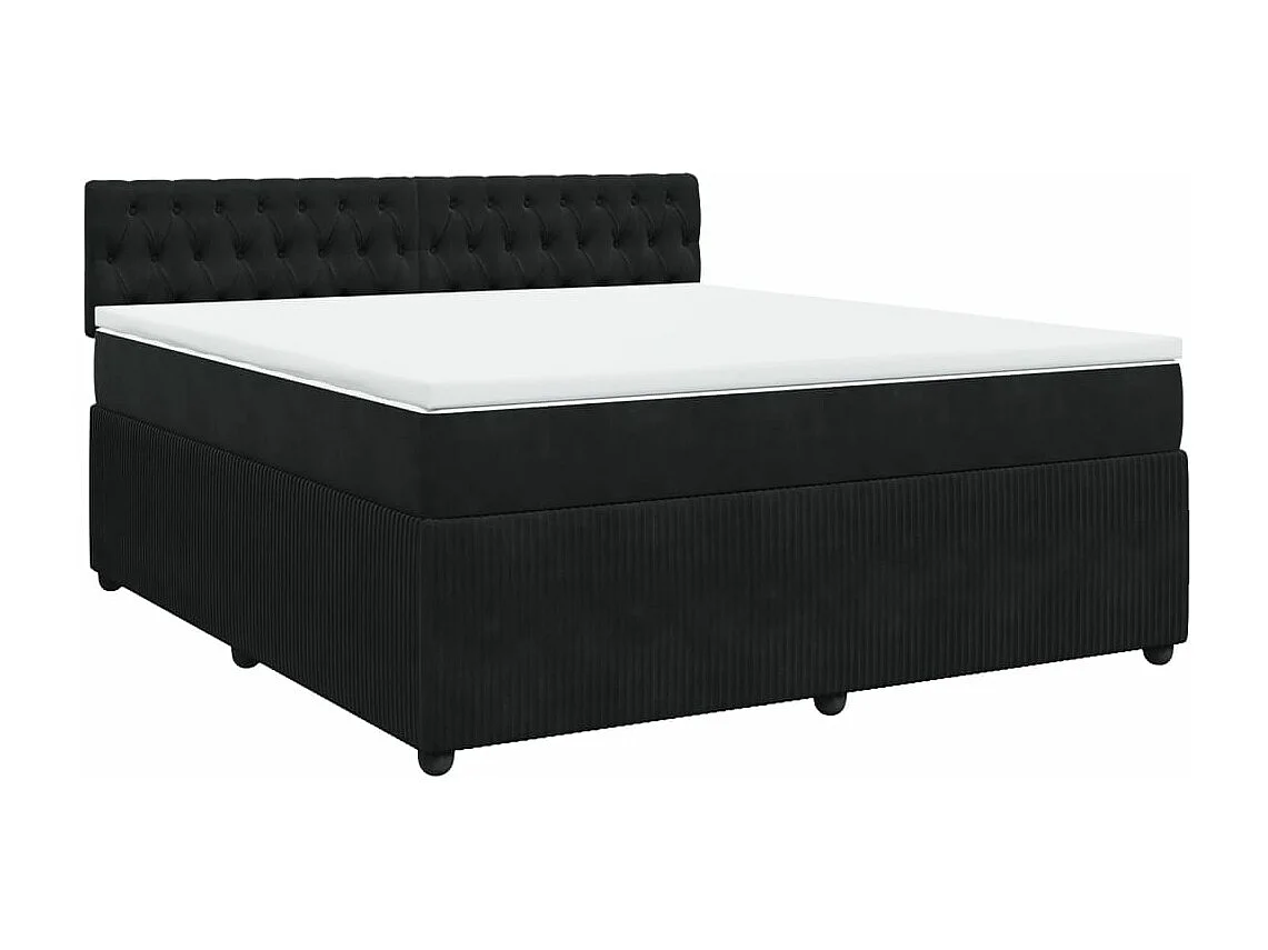 Sommier à lattes de lit avec matelas Noir 180x200 cm Velours