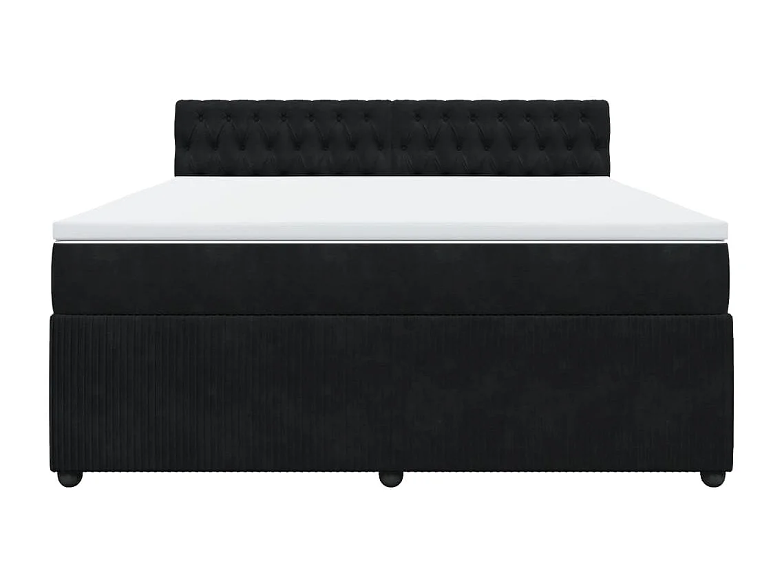 Sommier à lattes de lit avec matelas Noir 180x200 cm Velours