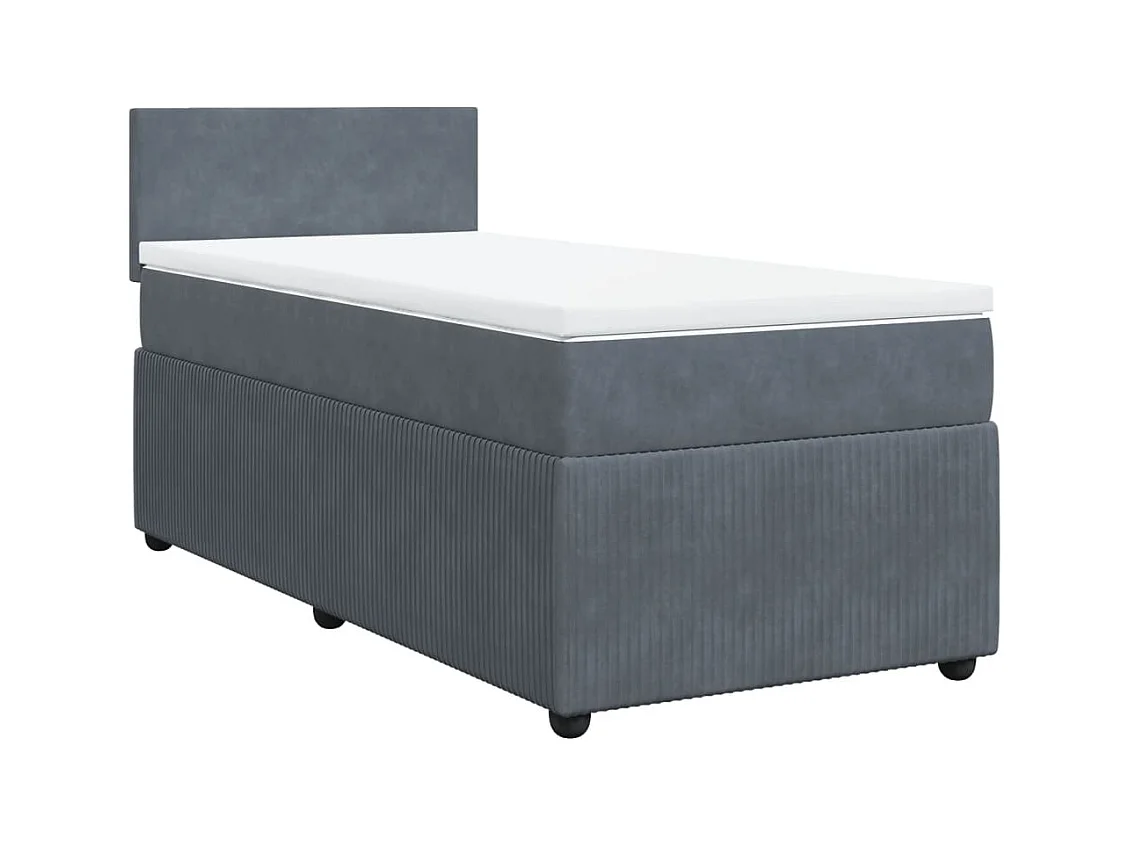 Cama com molas/colchão 90x200 cm veludo cinza-escuro