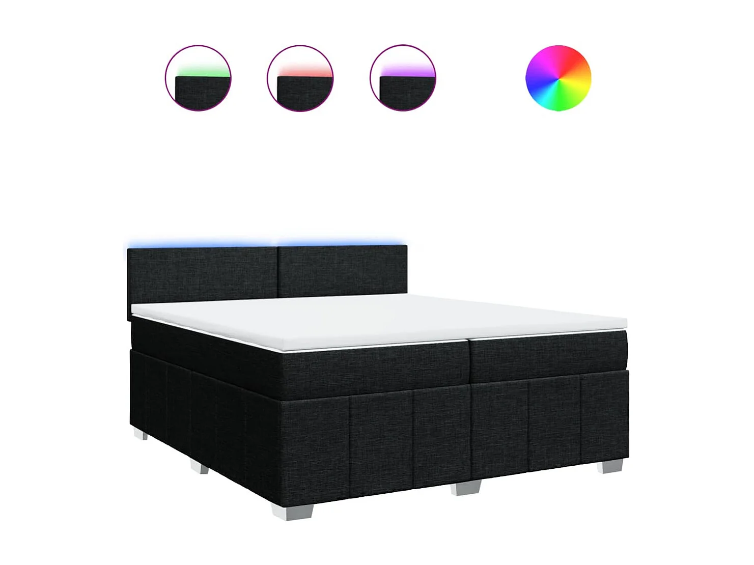 Sommier à lattes de lit avec matelas Noir 200x200 cm Tissu