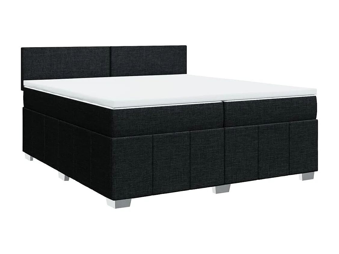 Sommier à lattes de lit avec matelas Noir 200x200 cm Tissu