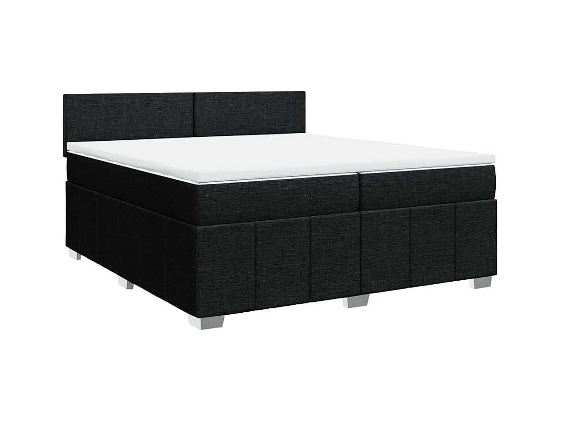 Sommier à lattes de lit avec matelas Noir 200x200 cm Tissu