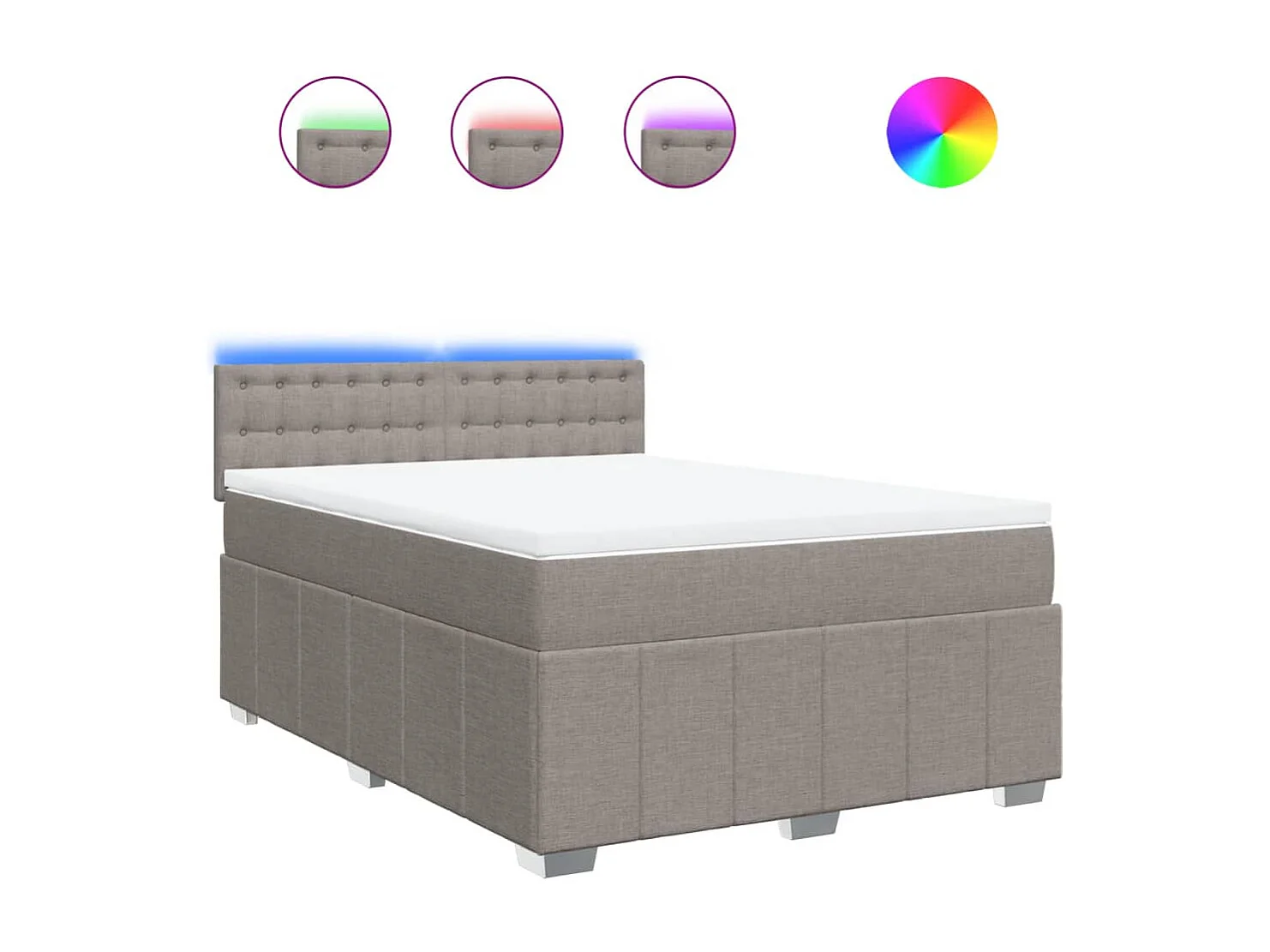 Sommier à lattes de lit avec matelas Taupe 140x190 cm Tissu