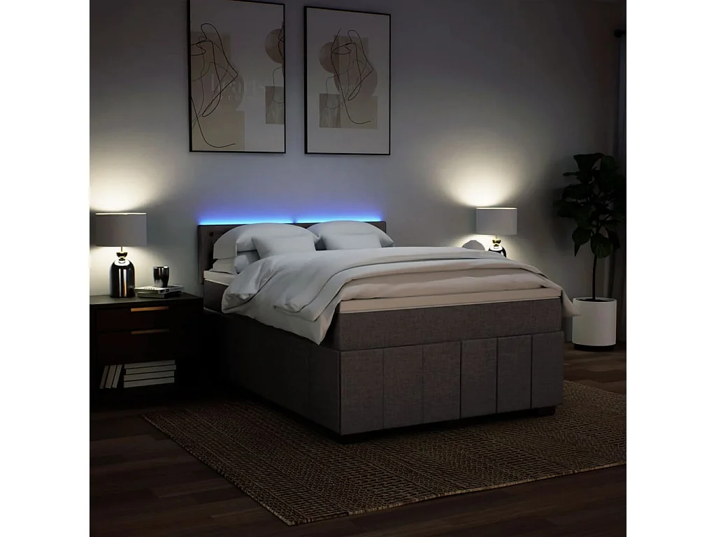Sommier à lattes de lit avec matelas Taupe 140x190 cm Tissu