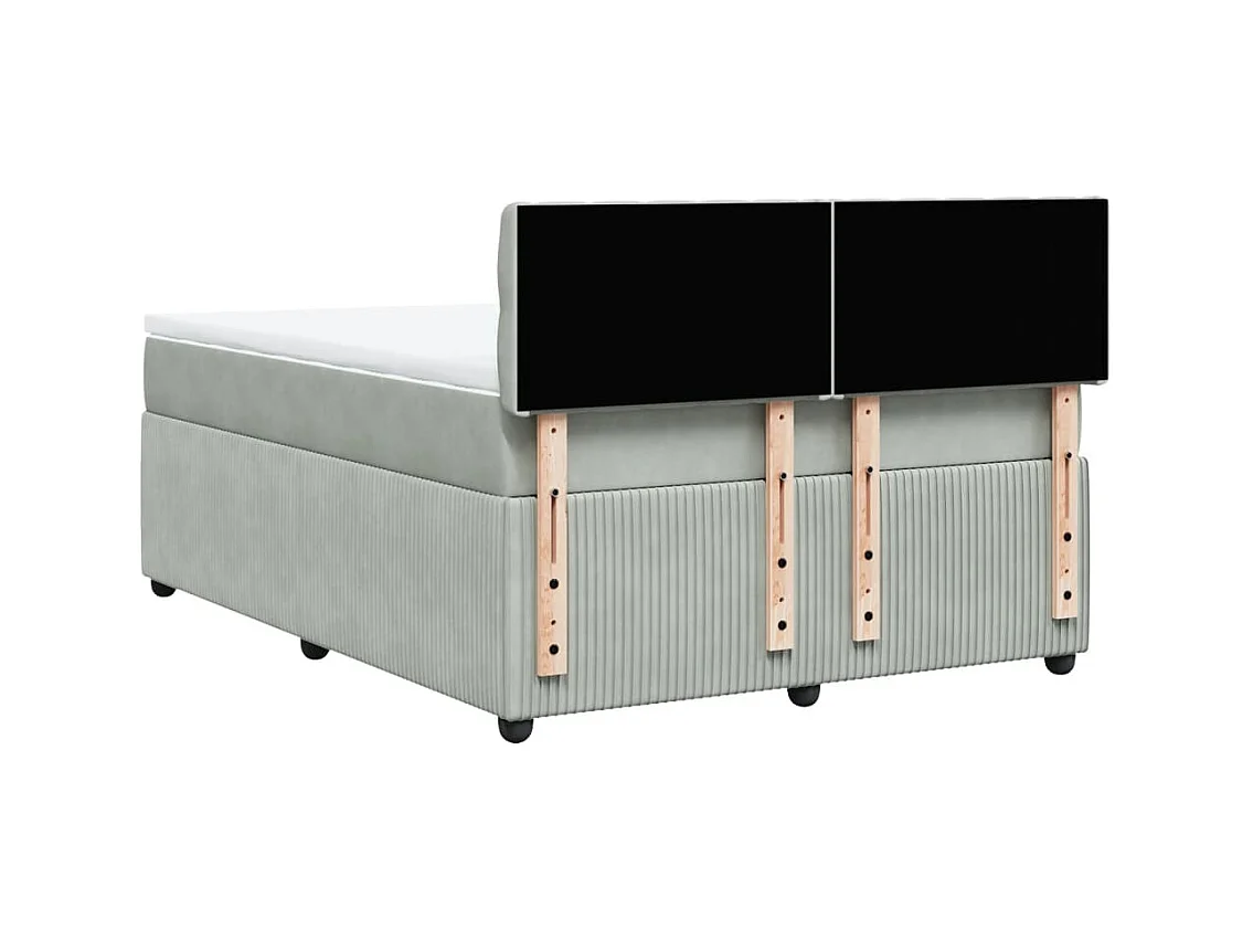 Sommier à lattes de lit et matelas Gris clair 140x190cm Velours