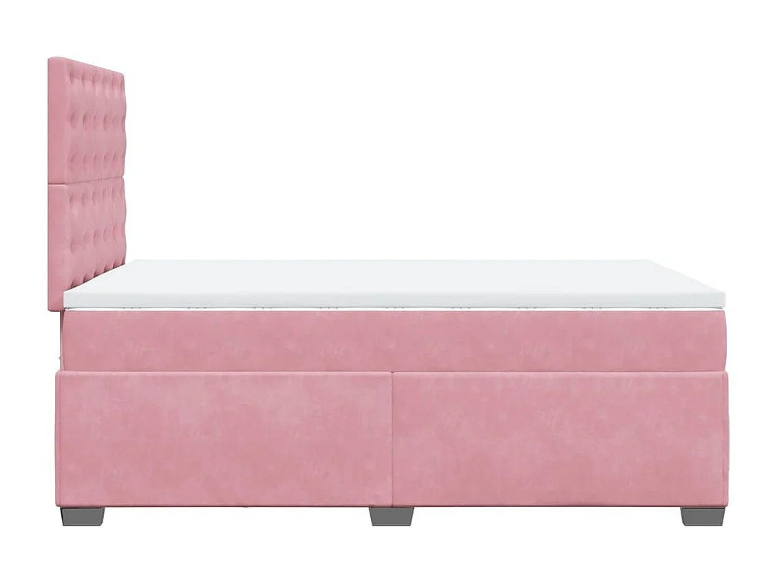 Cama box spring con colchón terciopelo rosa 120x190 cm