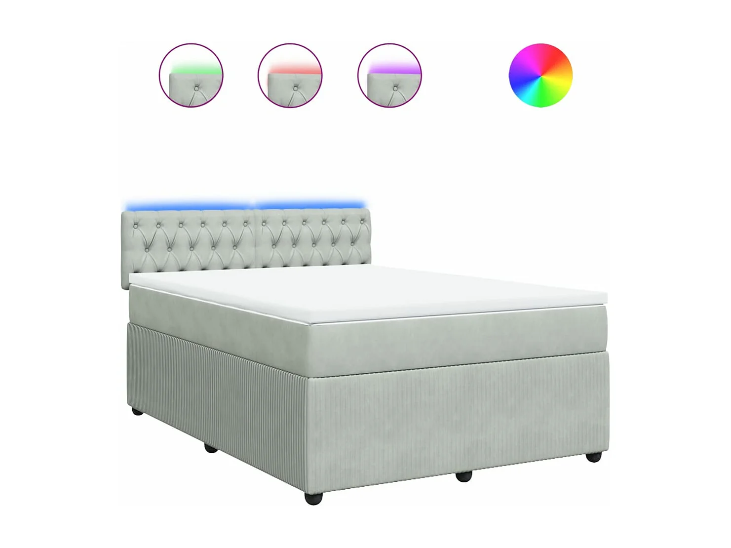 Sommier à lattes de lit et matelas Gris clair 140x200cm Velours