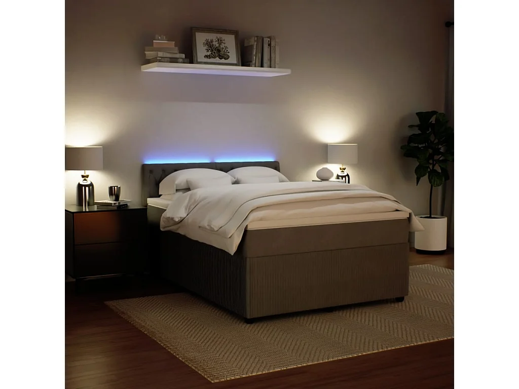 Boxspring met matras fluweel lichtgrijs 140x200 cm