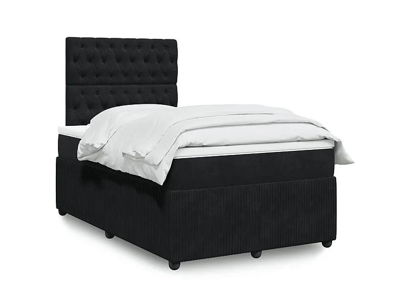 Cama boxspring com colchão 120x190 cm veludo preto