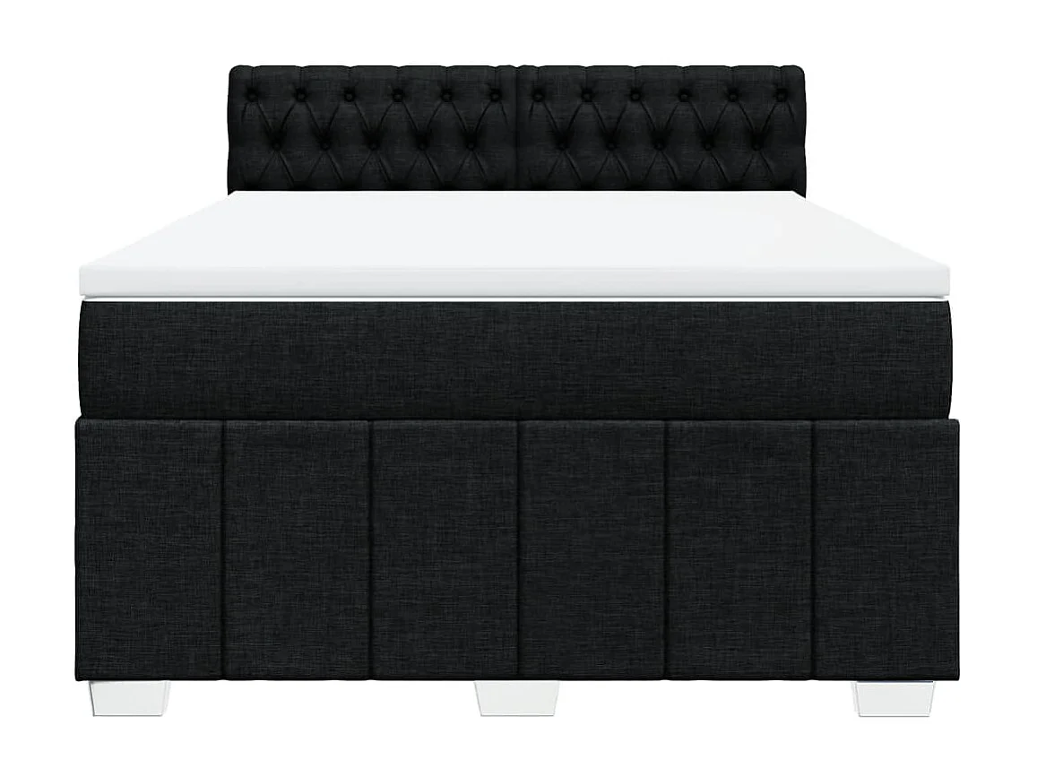 Sommier à lattes de lit avec matelas Noir 140x200 cm Tissu