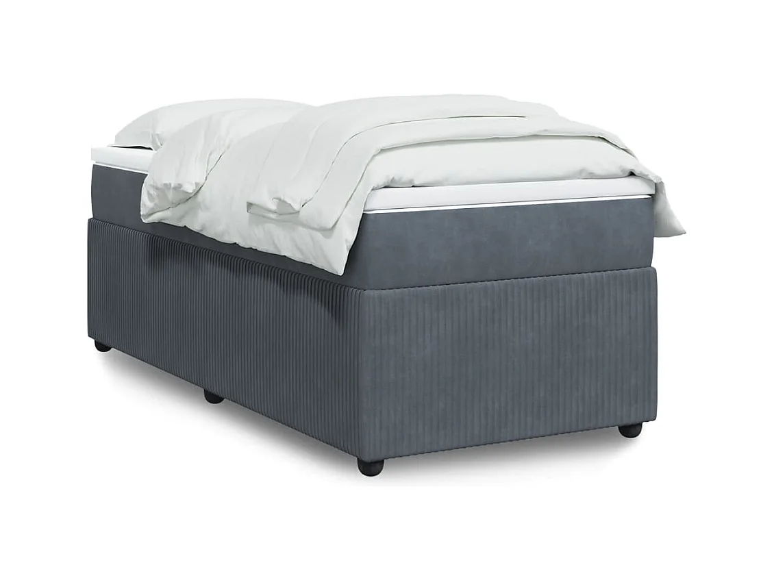 Boxspring met matras fluweel donkergrijs 90x200 cm