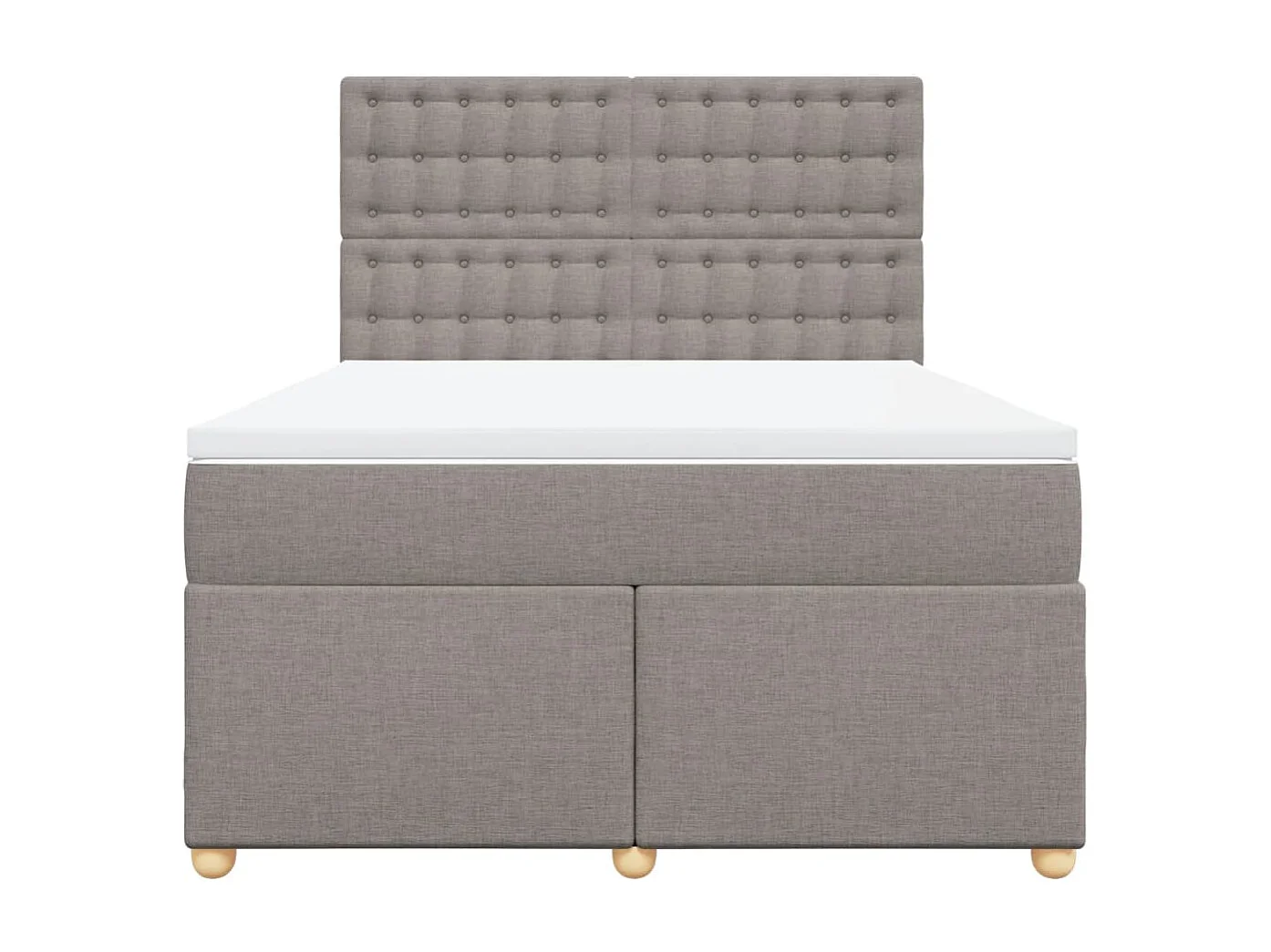 Cama box spring con colchón tela gris taupe 140x200 cm