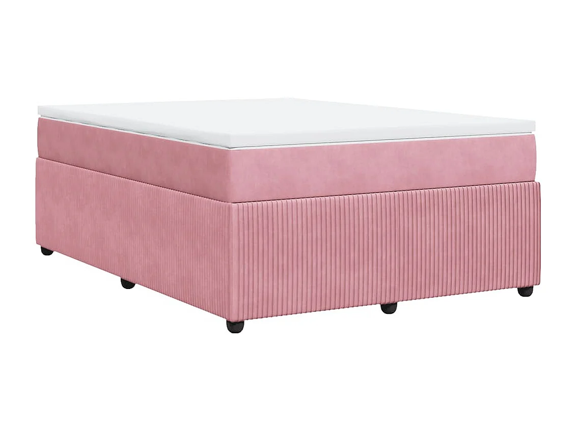Cama com molas/colchão 140x190 cm veludo rosa