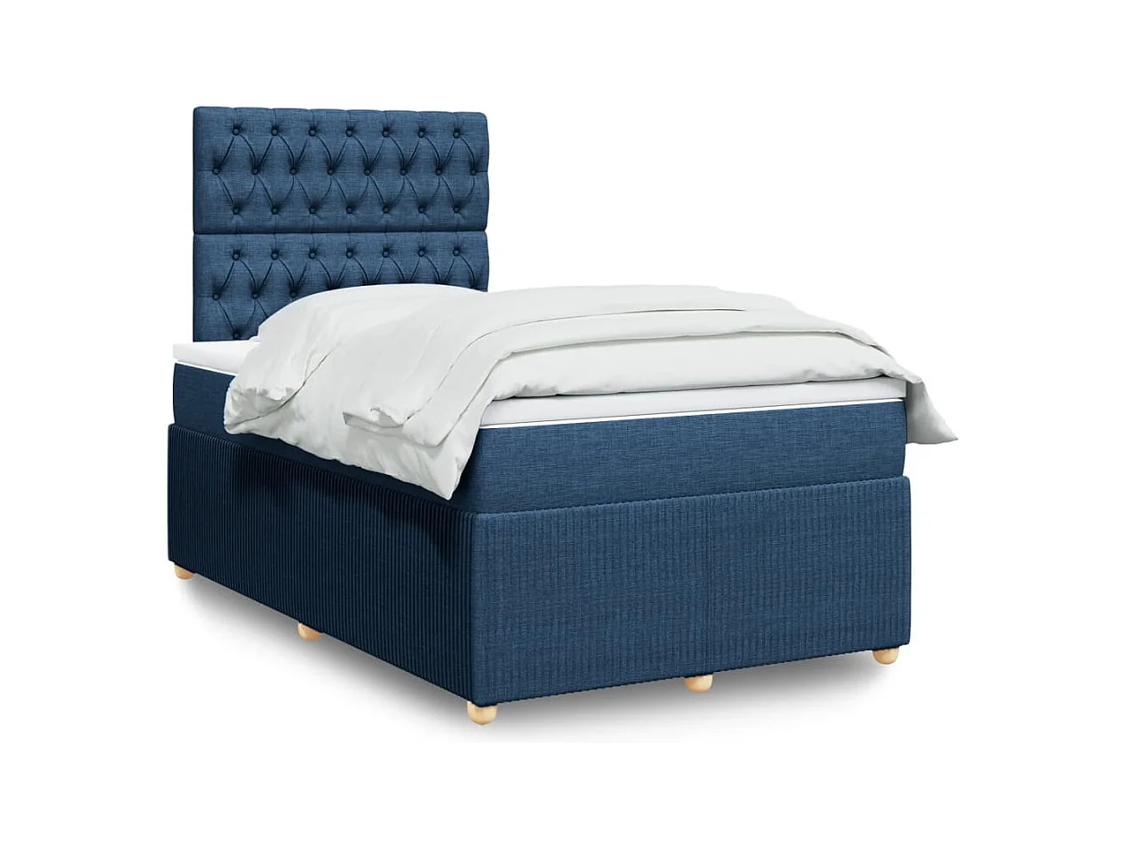 Cama com molas/colchão 120x200 cm tecido azul