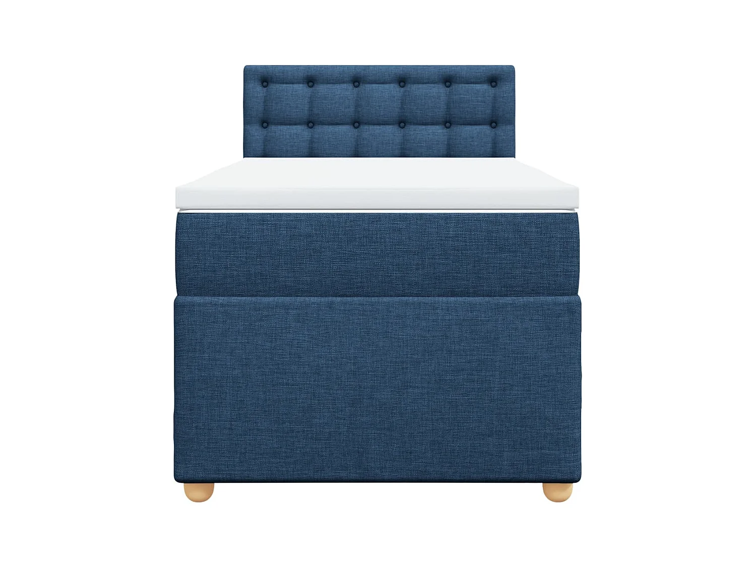 Cama box spring con colchón tela azul 100x200 cm