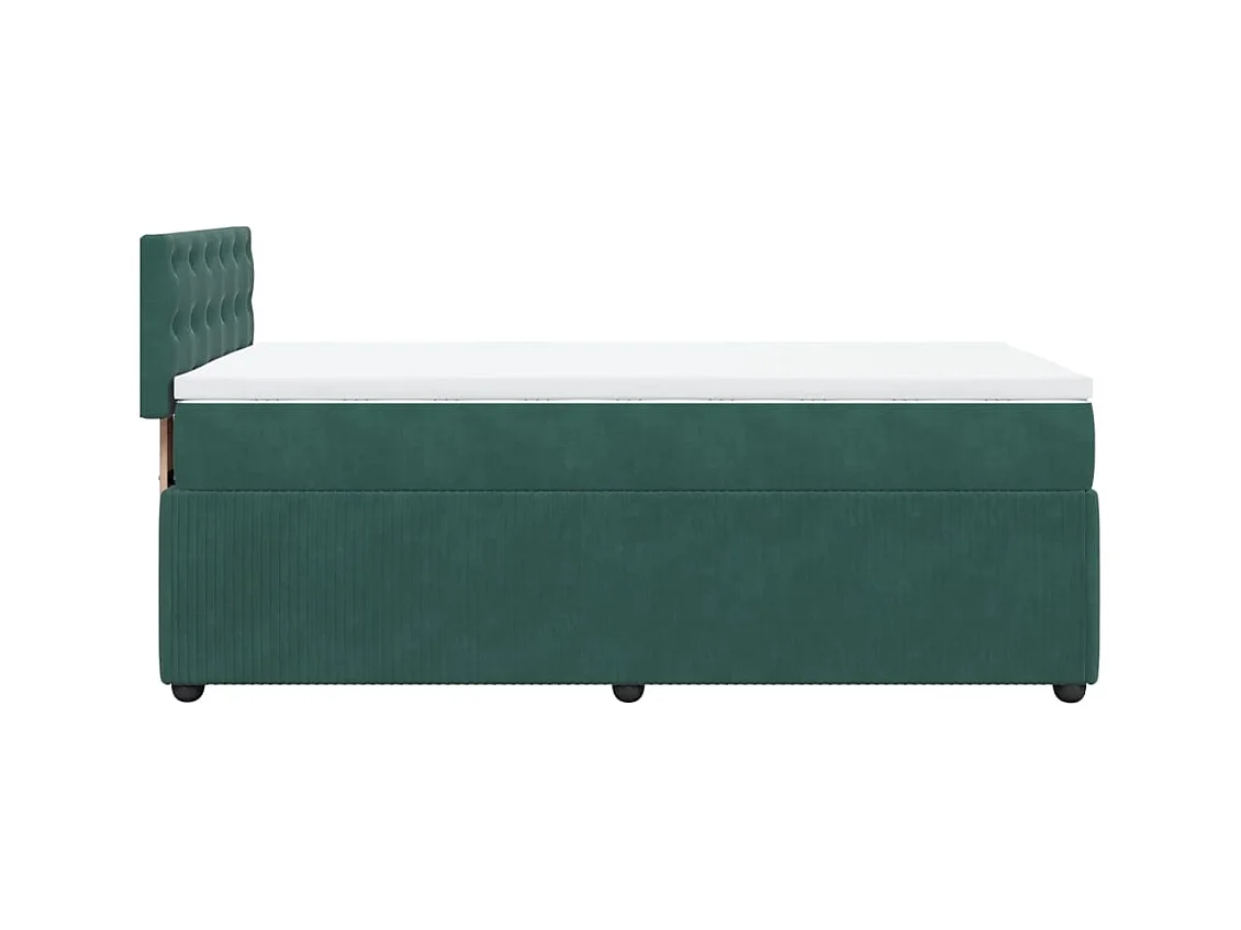 Cama com molas/colchão 90x190 cm veludo verde-escuro