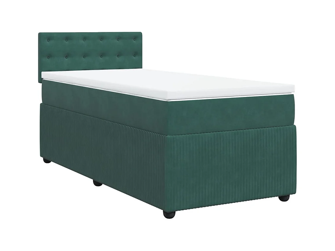 Cama com molas/colchão 90x190 cm veludo verde-escuro