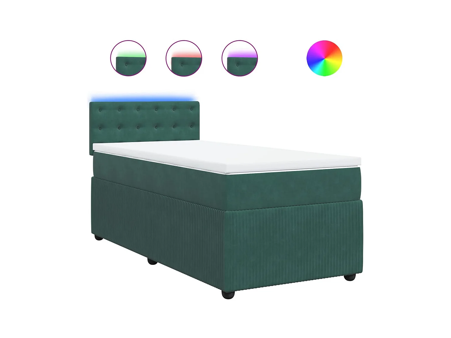 Cama com molas/colchão 90x190 cm veludo verde-escuro