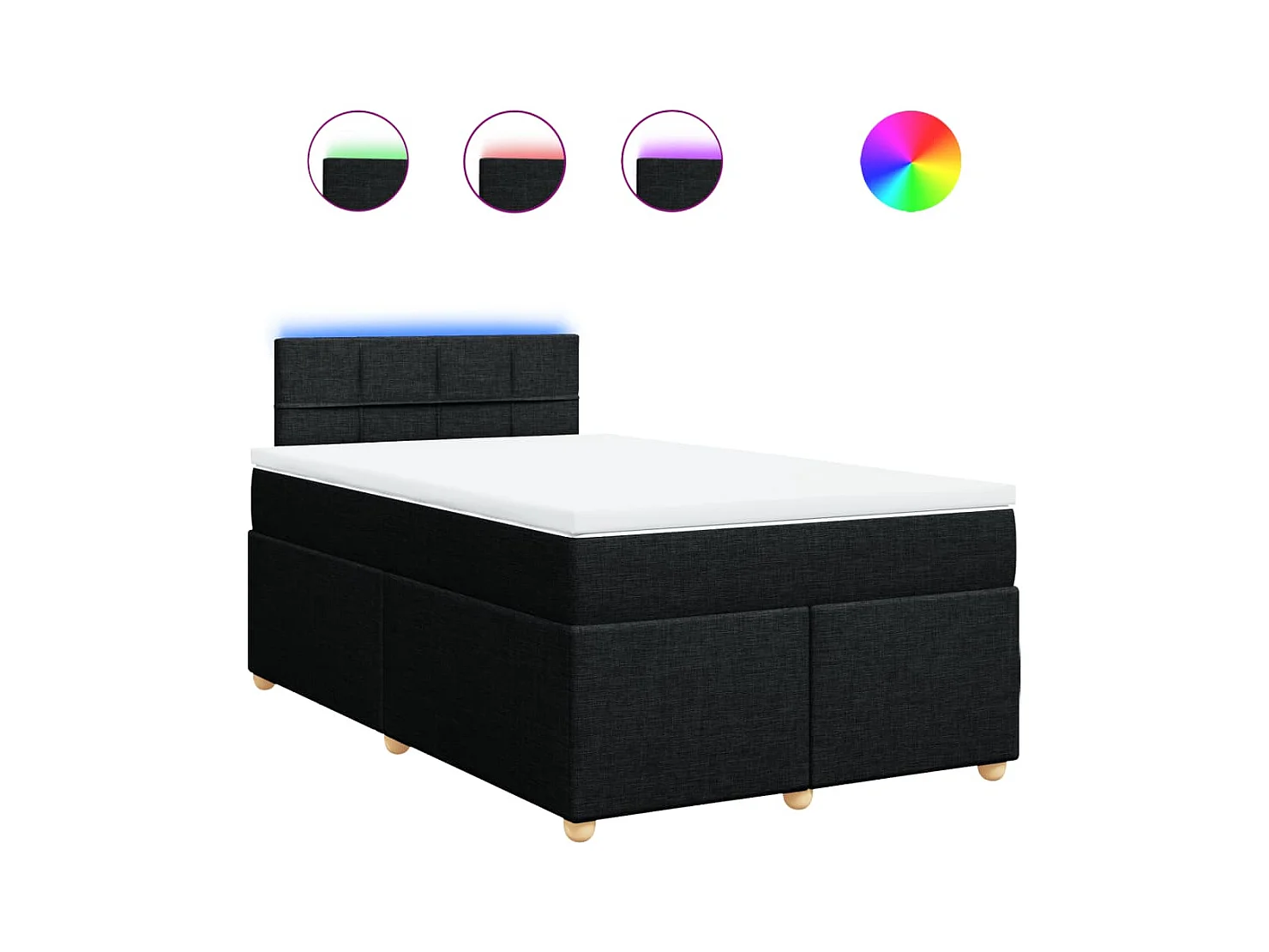 Sommier à lattes de lit avec matelas noir 120x190 cm tissu