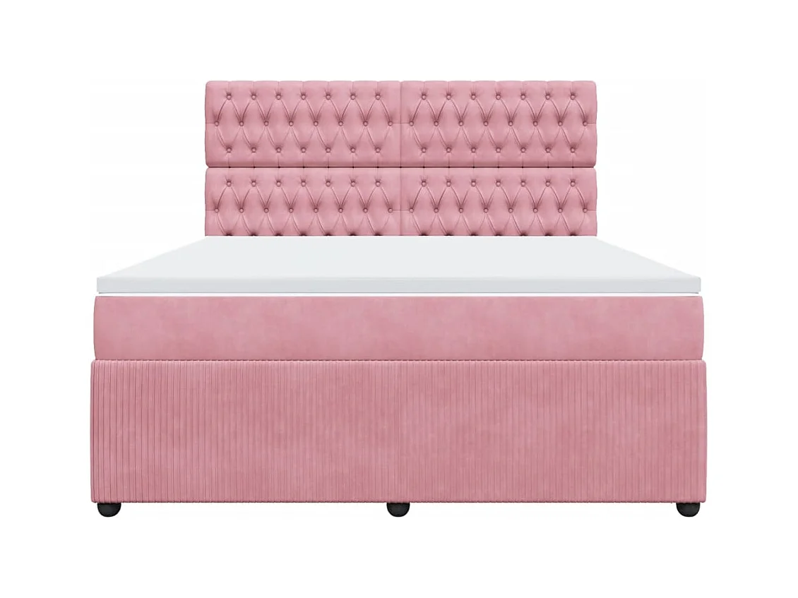 Cama box spring con colchón terciopelo rosa 180x200 cm