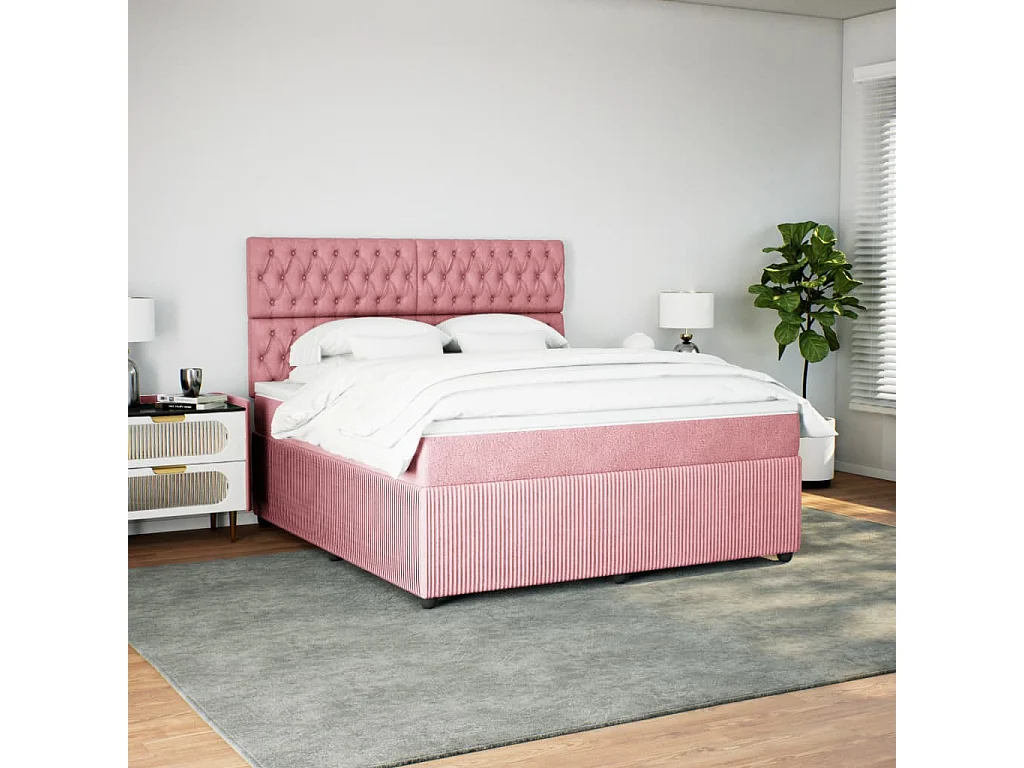 Cama com molas/colchão 180x200 cm veludo rosa