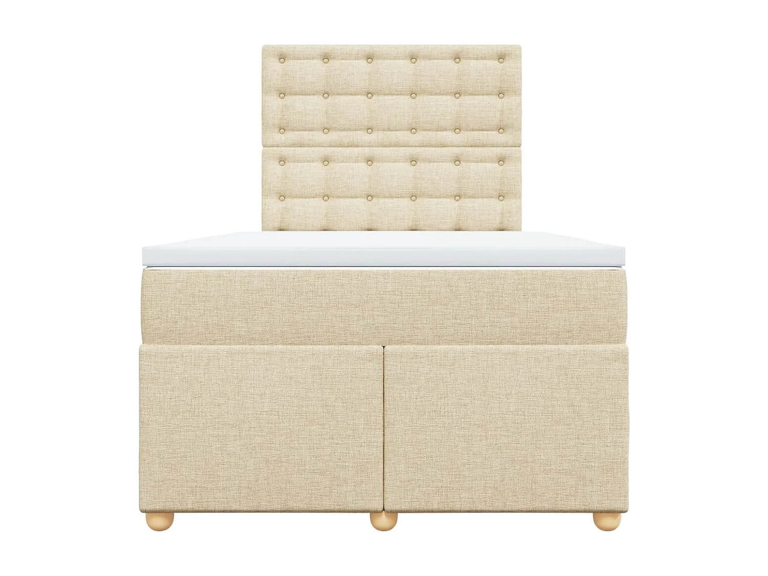 Cama box spring con colchón tela color crema 120x200 cm