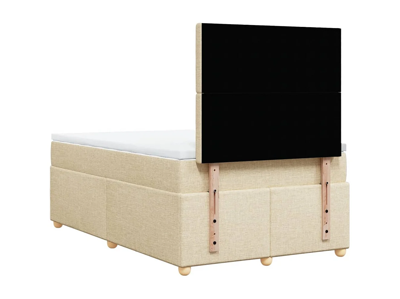 Cama box spring con colchón tela color crema 120x200 cm