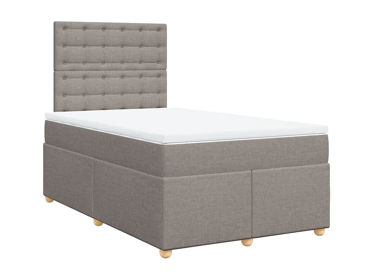 Cama box spring con colchón tela gris taupe 120x190 cm