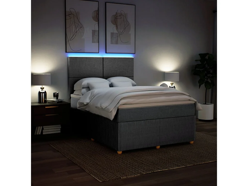 Sommier à lattes de lit avec matelas Gris clair 160x200cm Tissu