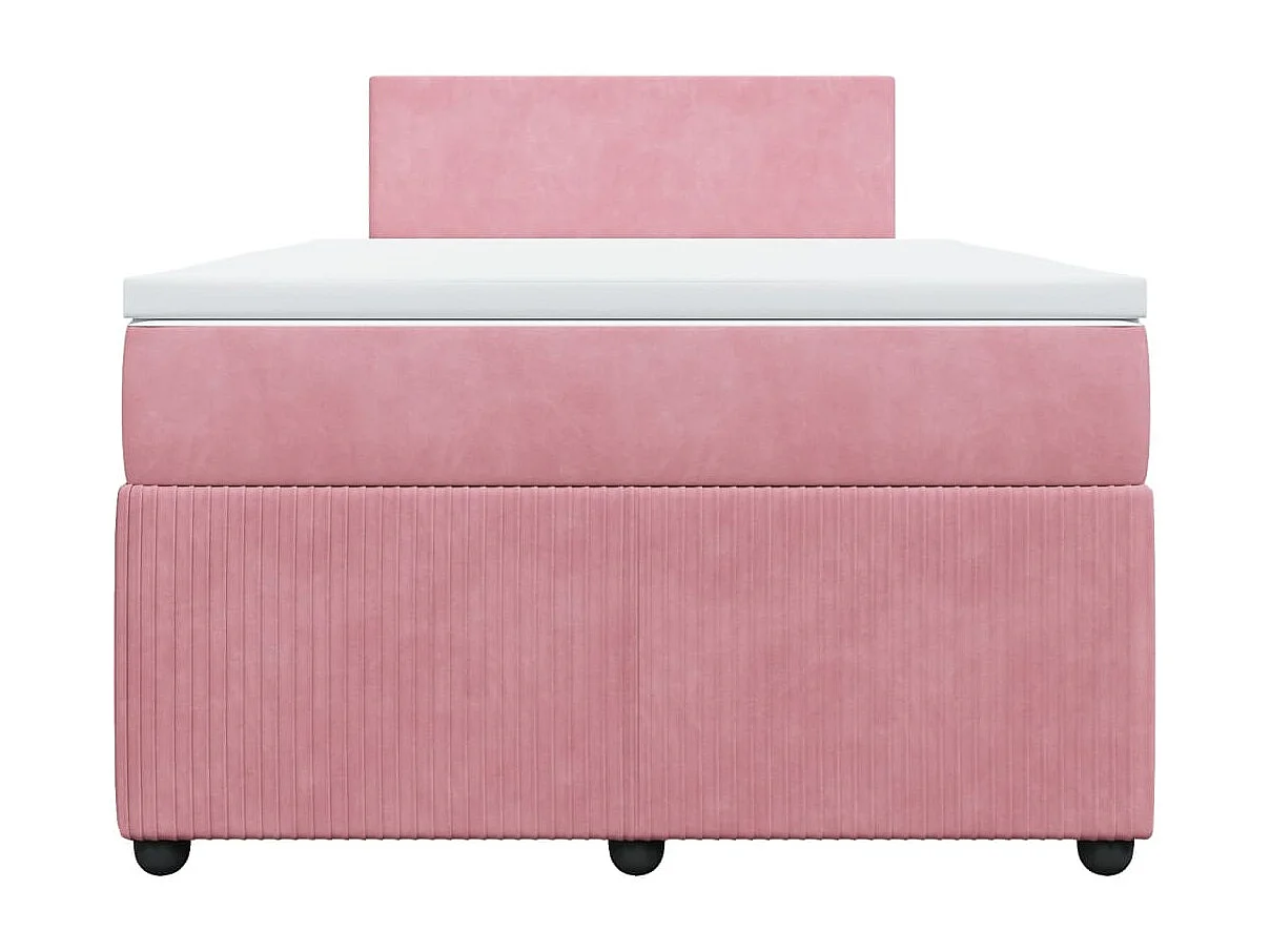 Cama box spring con colchón terciopelo rosa 120x200 cm