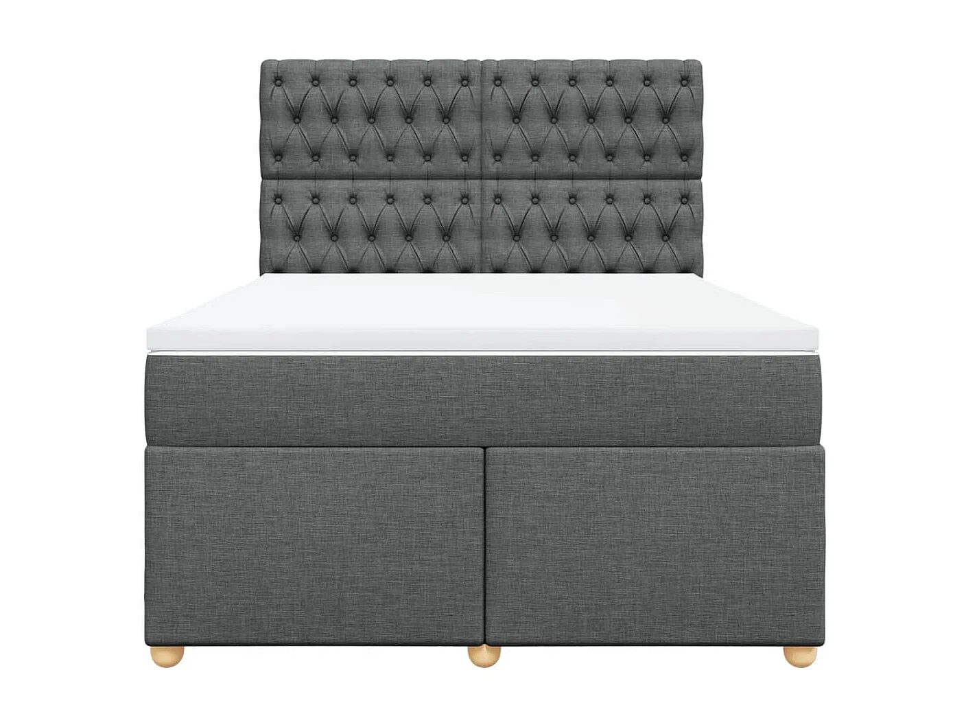 Cama box spring con colchón tela gris oscuro 160x200 cm