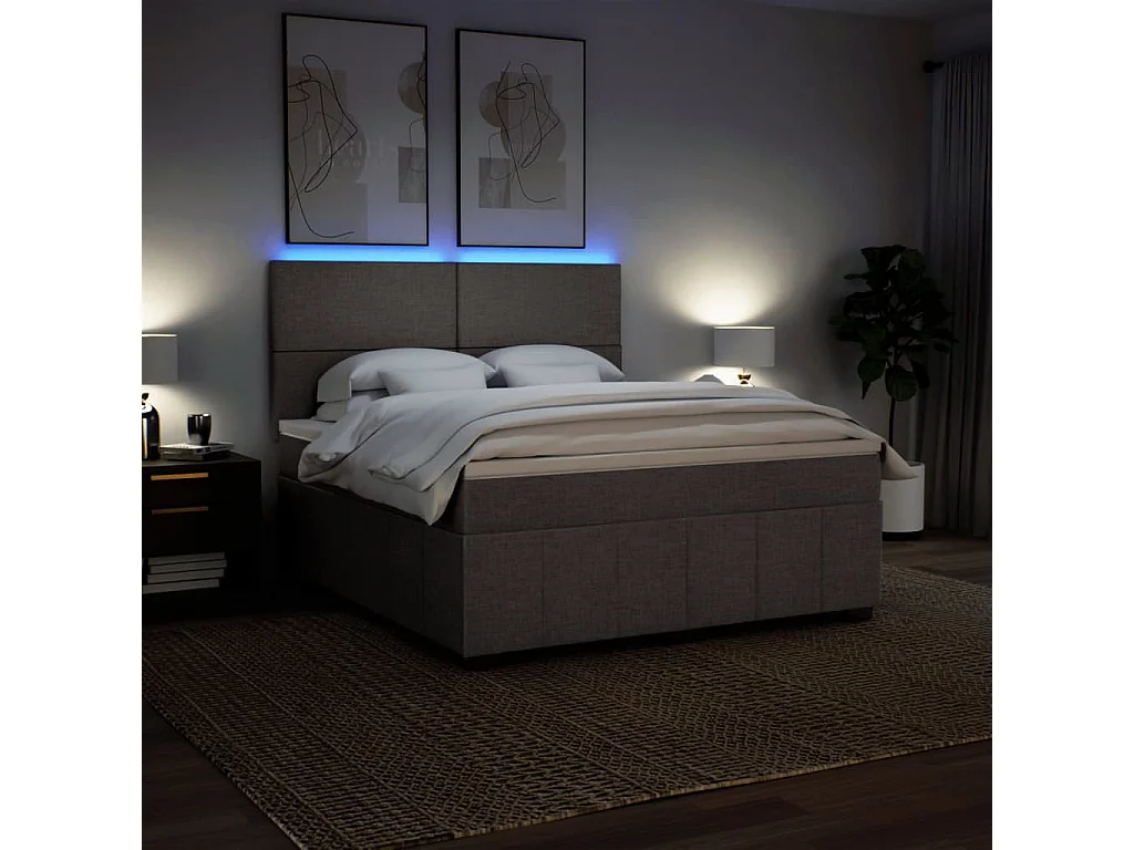 Boxspring met matras stof taupe 180x200 cm