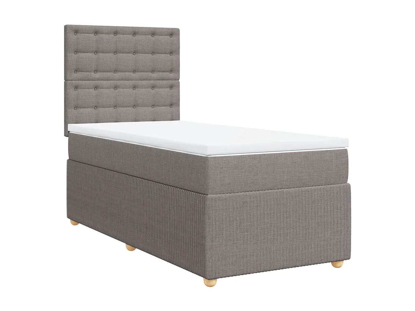 Cama box spring con colchón tela gris taupe 80x200 cm