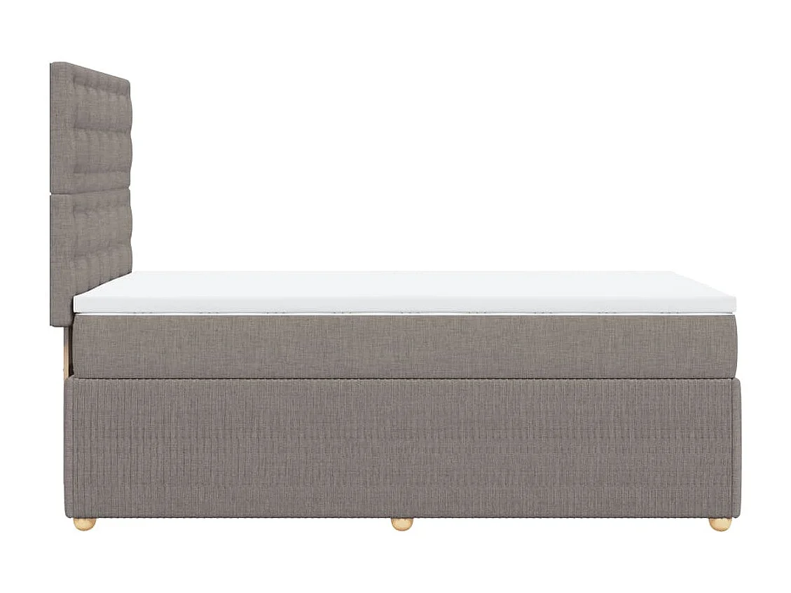 Cama box spring con colchón tela gris taupe 80x200 cm