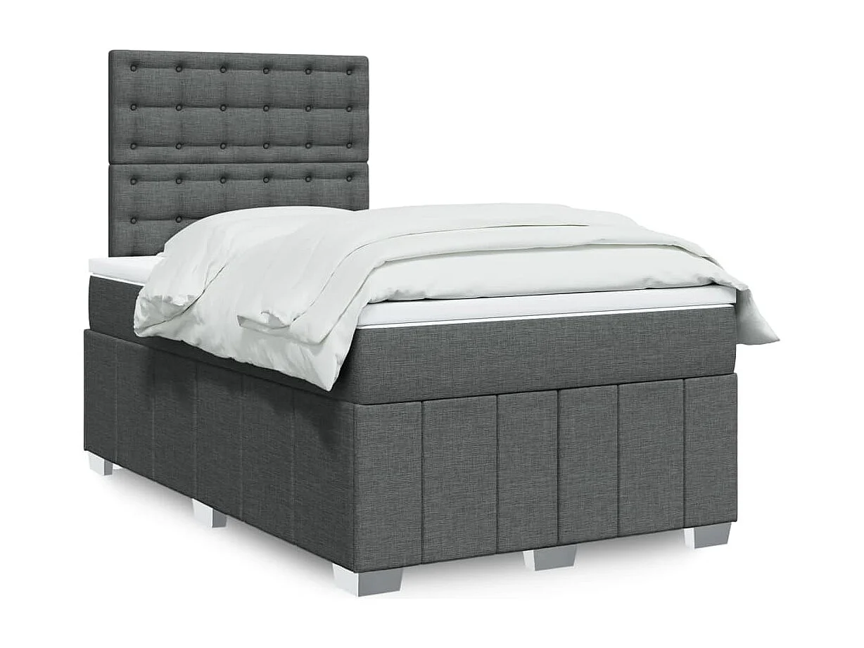 Sommier à lattes de lit avec matelas Gris foncé 120x200cm Tissu