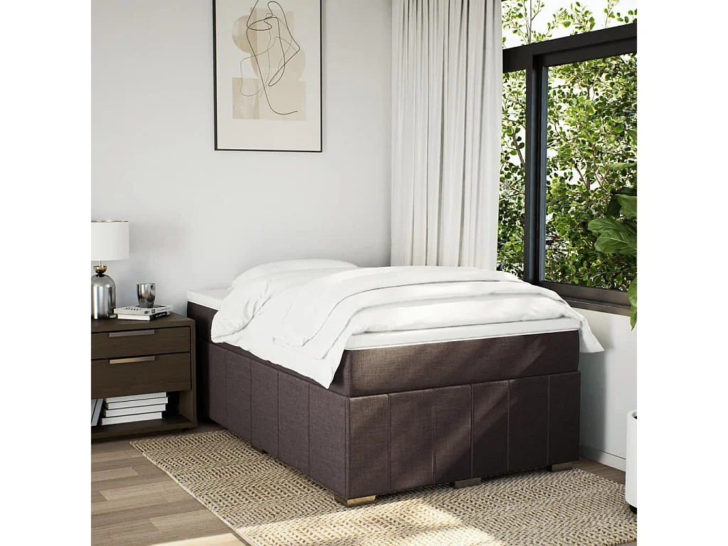 Sommier à lattes de lit avec matelas Marron foncé 120x200 cm
