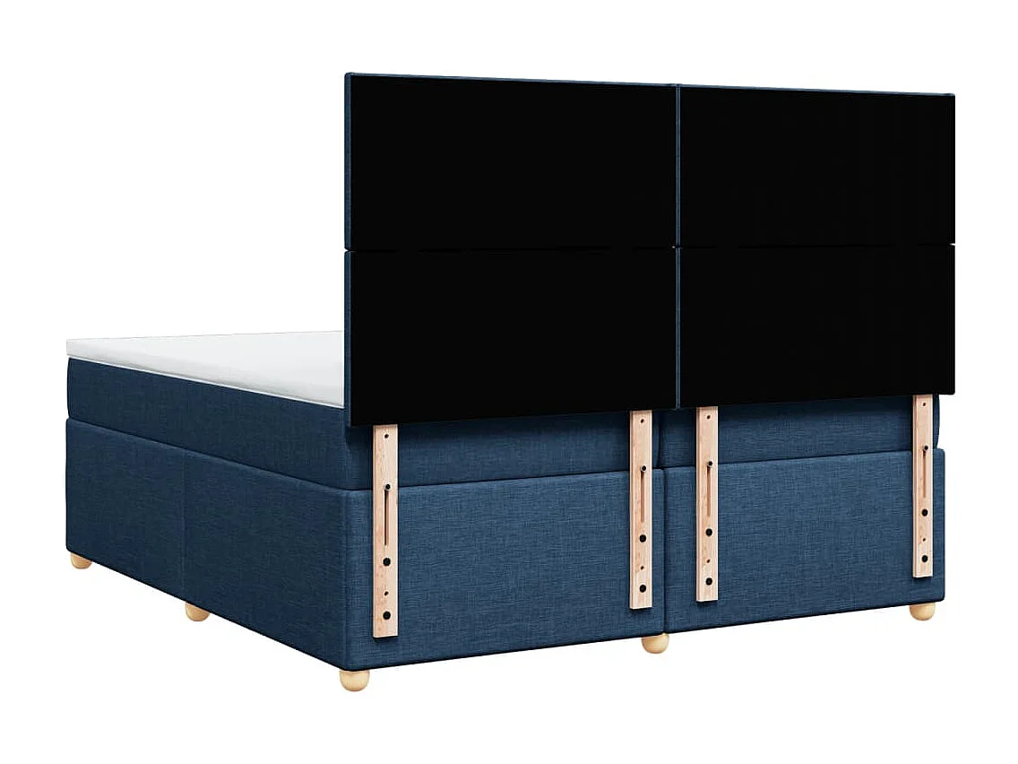 Cama box spring con colchón tela azul 200x200 cm