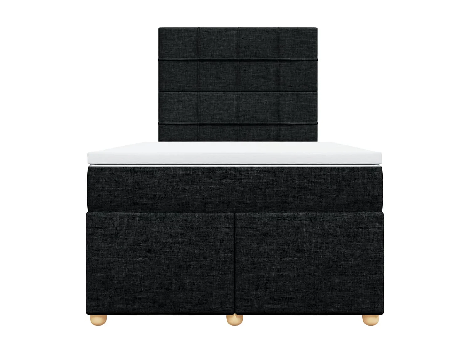 Cama box spring con colchón tela negro 120x200 cm