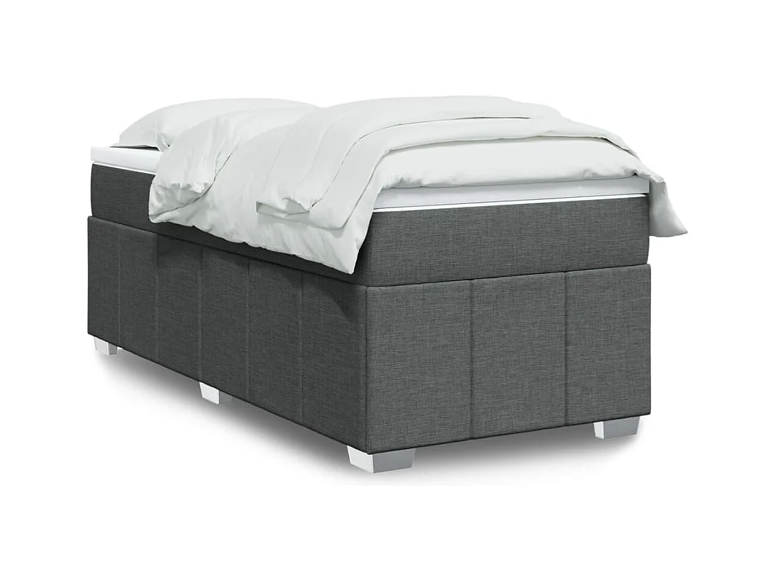 Sommier à lattes de lit avec matelas Gris foncé 80x200 cm Tissu