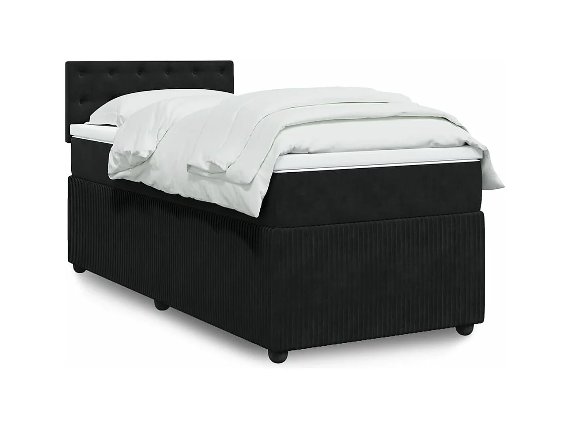 Sommier à lattes de lit avec matelas Noir 90x200 cm Velours
