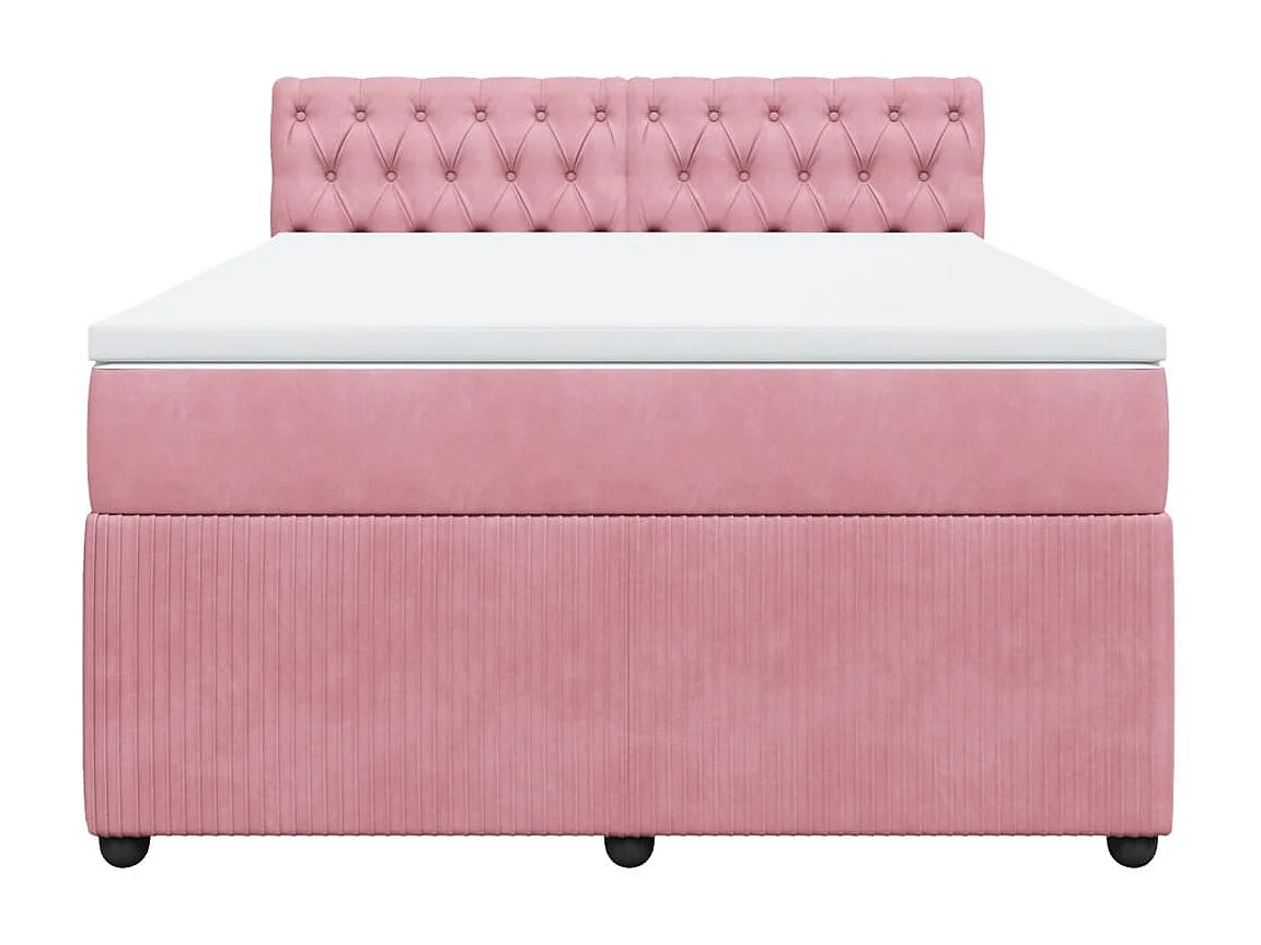 Cama com molas/colchão 140x190 cm veludo rosa