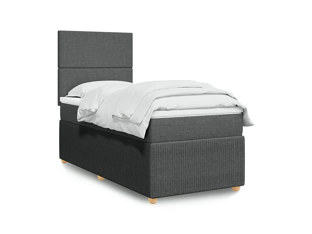Sommier à lattes de lit avec matelas Gris foncé 80x200 cm Tissu