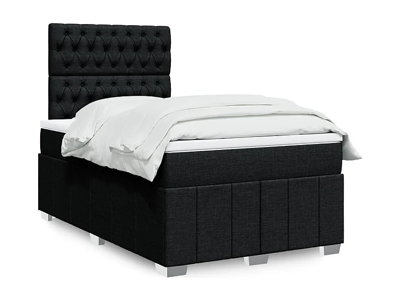 Cama box spring con colchón tela negro 120x190 cm
