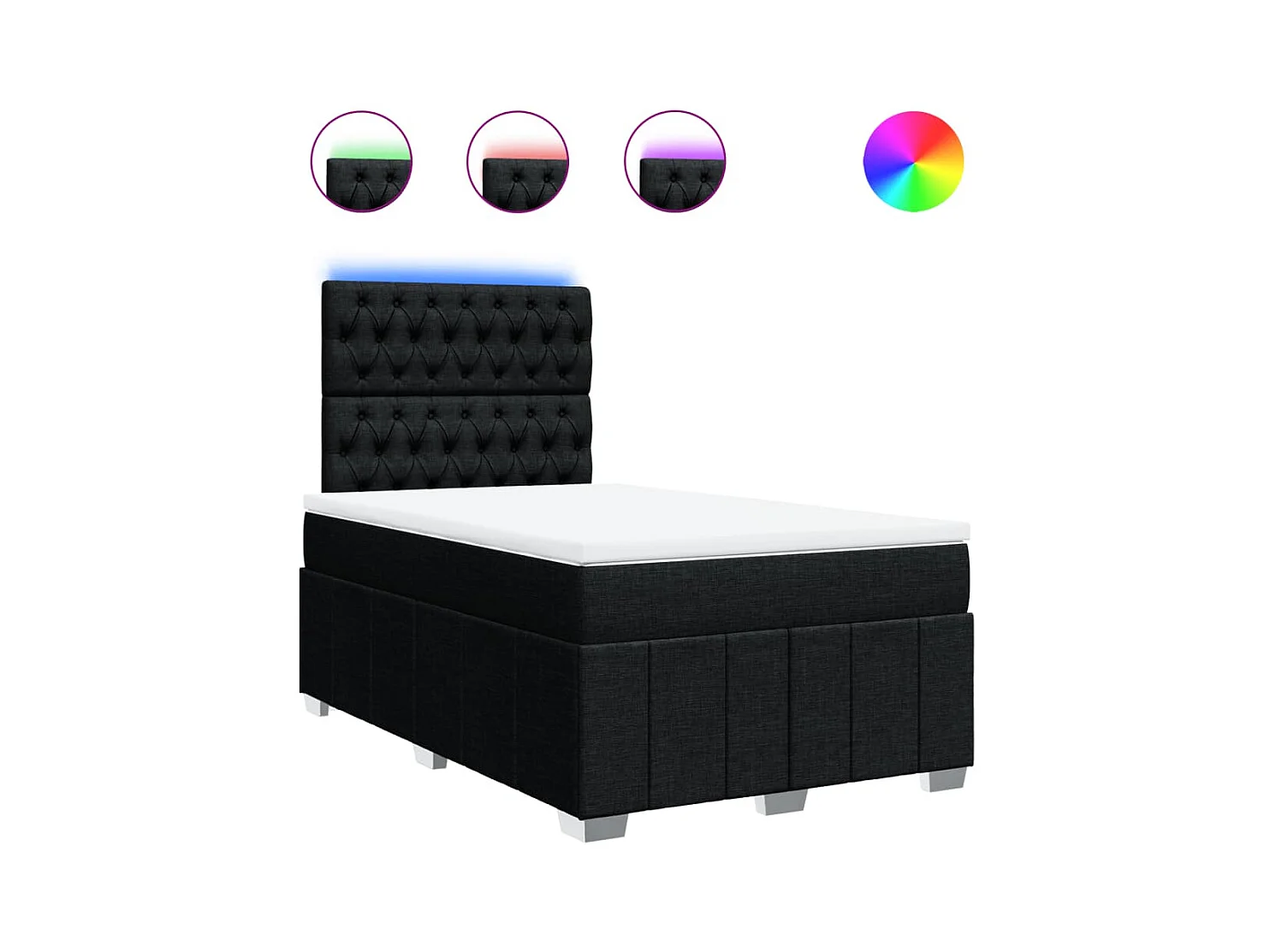 Cama boxspring com colchão 120x190 cm tecido preto