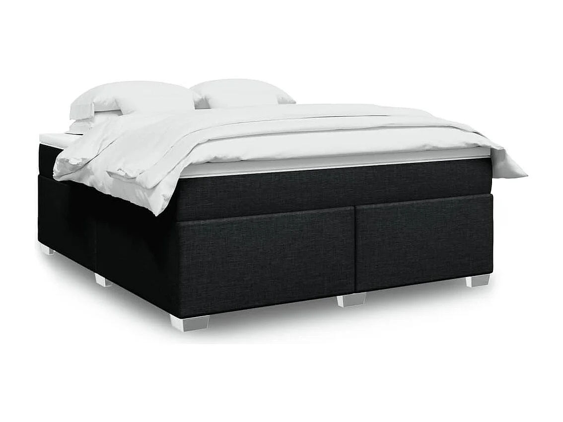 Sommier à lattes de lit avec matelas Noir 180x200 cm Tissu